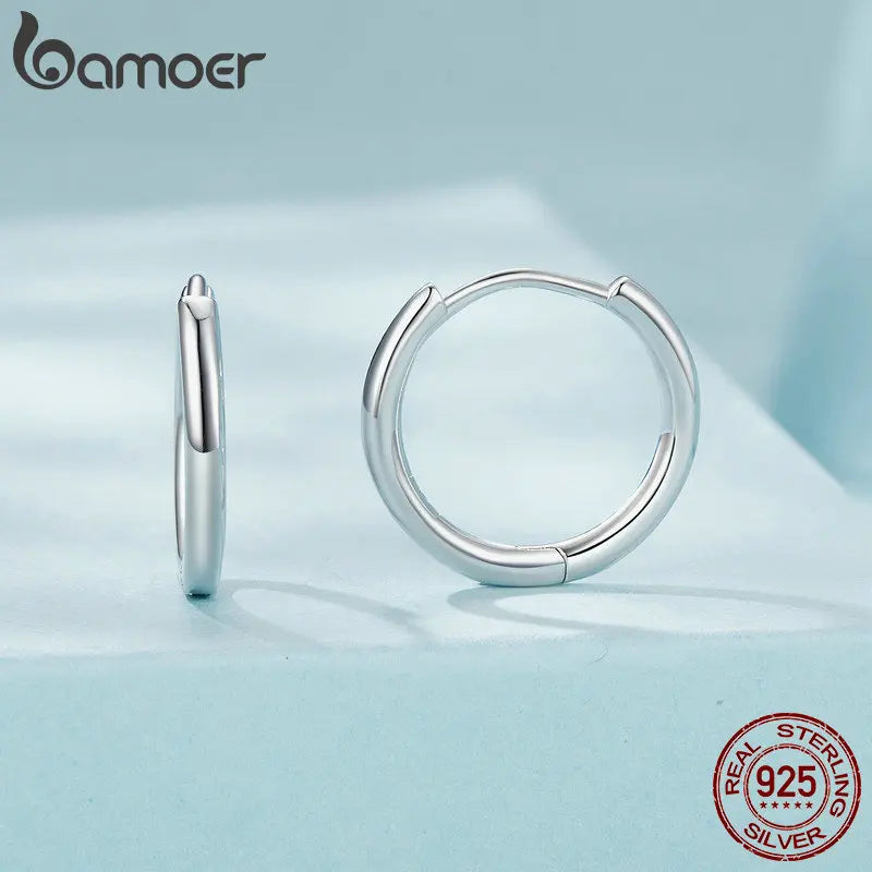 925 Sterling Silver Minimalist High Hoop Earrings