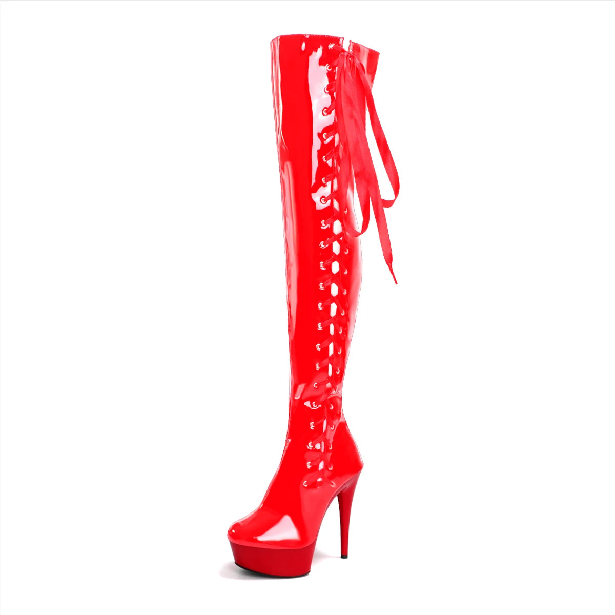 15CM High Heel Overknee Stiefel Pole Dance Kristall Plateau