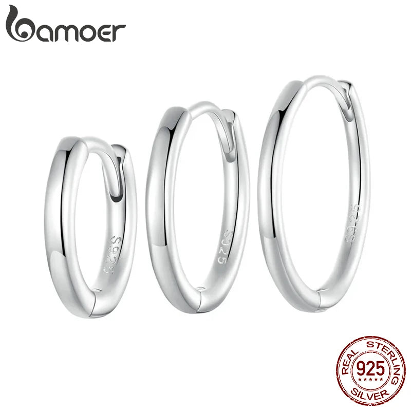 925 Sterling Silver Minimalist High Hoop Earrings