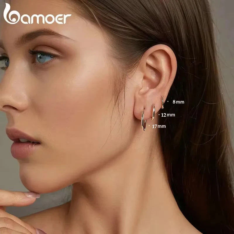 925 Sterling Silver Minimalist High Hoop Earrings