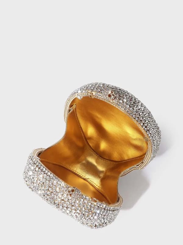 Diamond Halloween Skull Clutch Bag for Evening Wear