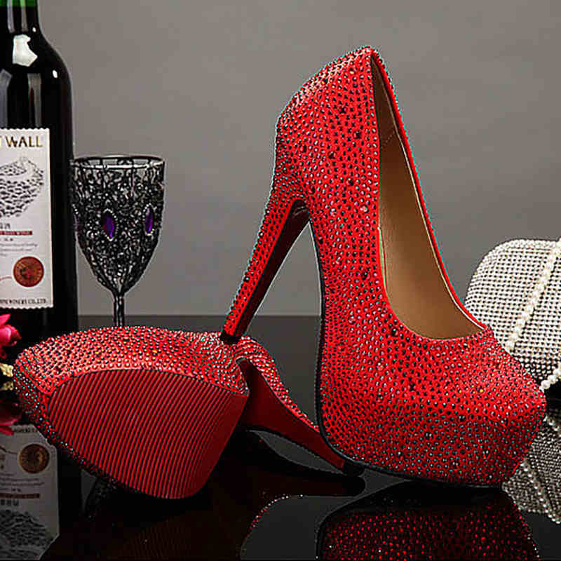 14cm Super High Heel Kristall Strass Verzierte Damen Schuhe