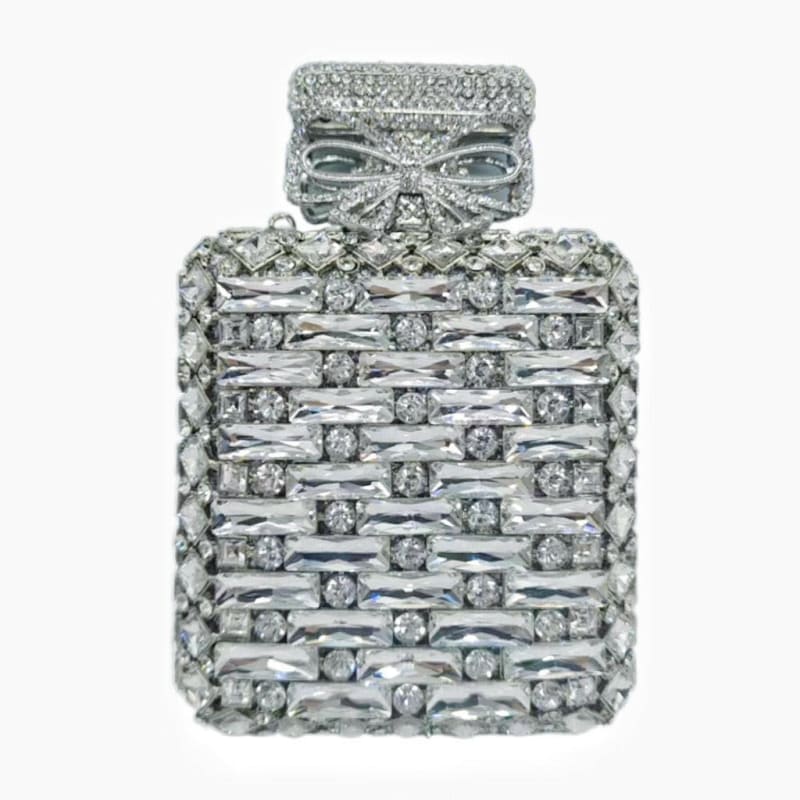 Rhinestone Bag Perfume Bottle Shape with Crystal silver