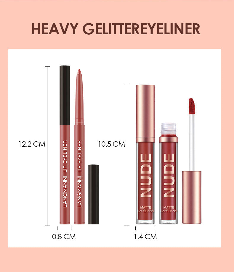 Lipliner und Lippenstift-Make-up, 12-teiliges Set, wasserfest, langanhaltend, matter Lippenstift, Schönheitskosmetik, Make-up, Geschenk für Mädchen, Lippenstift-Set