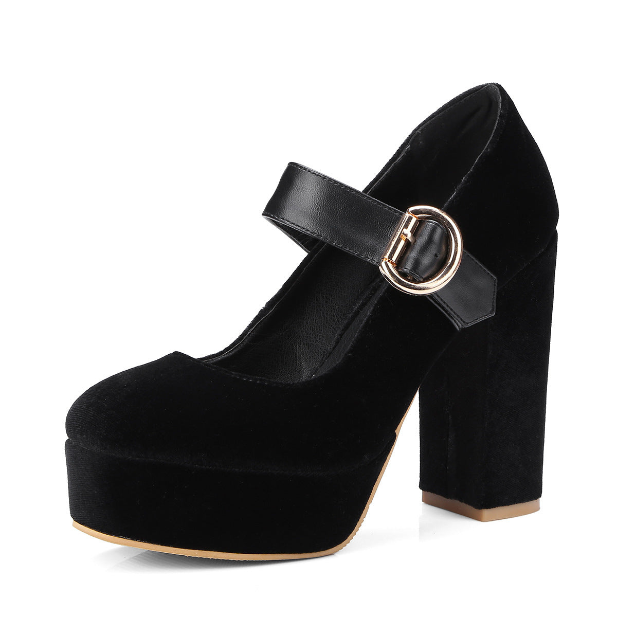 Magnifiques chaussures Mary Jane à talons blocs en velours 