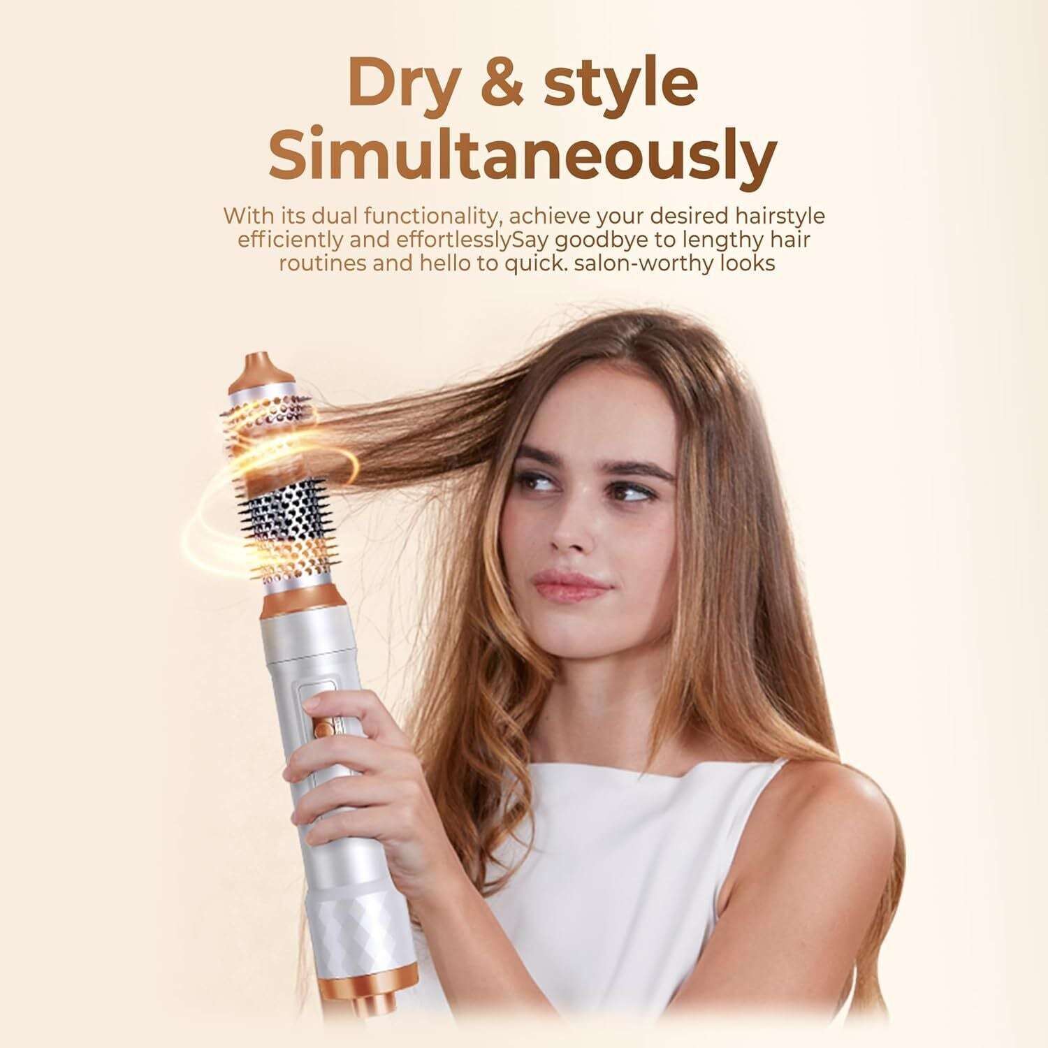 5 IN 1 Pro Air Wrap Blow Hair Styler Curler Straightener Hot Air Comb Brush Gift