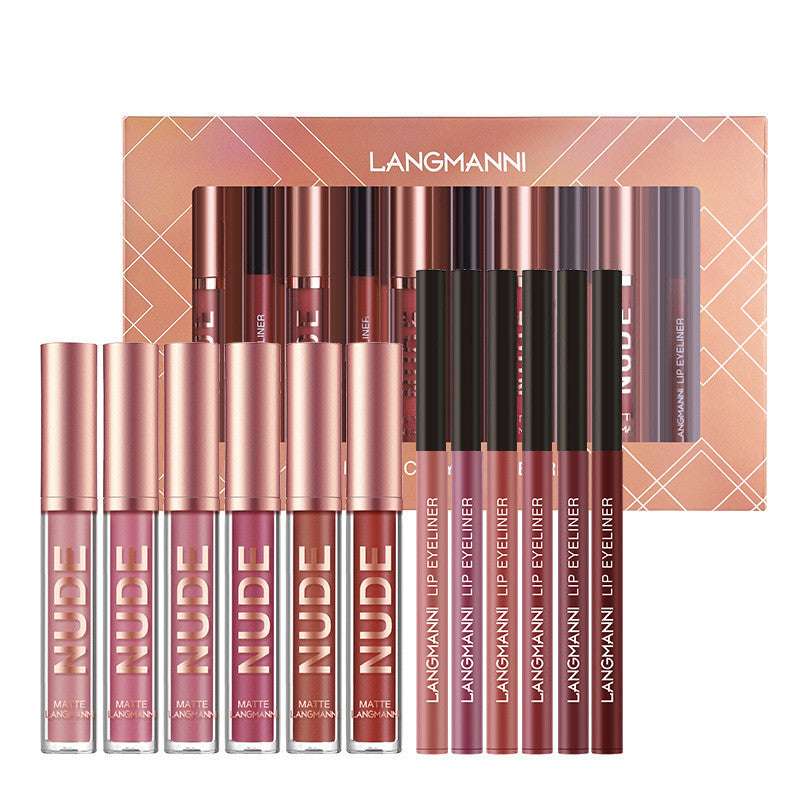 Lip Liner And Lipstick Makeup 12 Pc Set Waterproof Long Lasting Matte Lipstick Beauty Cosmetics Makeup Gift For Girls Lipstick Set