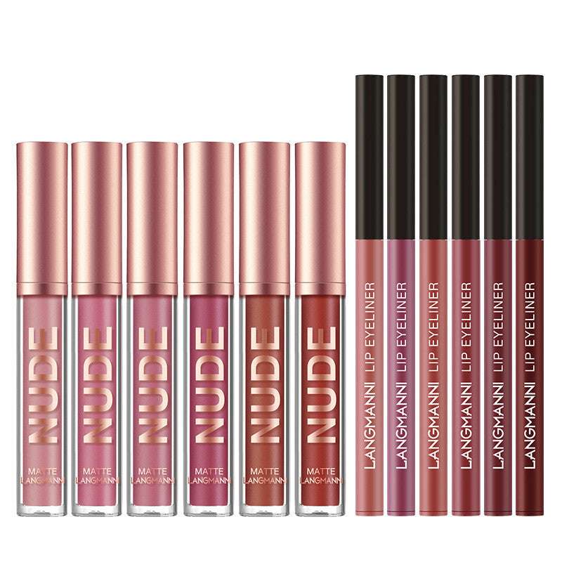 Lip Liner And Lipstick Makeup 12 Pc Set Waterproof Long Lasting Matte Lipstick Beauty Cosmetics Makeup Gift For Girls Lipstick Set