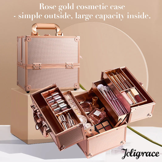 Make Up Metal Cosmetics Storage Organizer Vanity Case