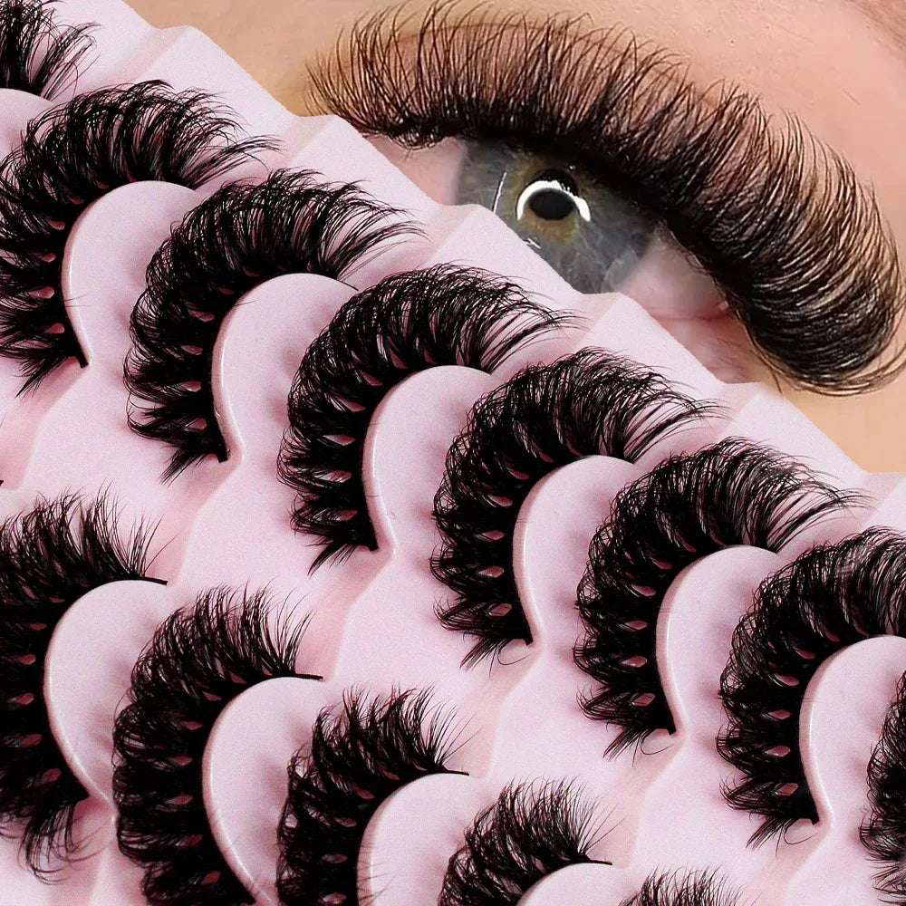 7 Pairs Mega Volume False Eyelashes Wispy Natural Look Eyelashes Fluffy False Lashes