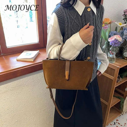 Women Faux Suede Tote Bag Fashion Shoulder Bag Solid Colour