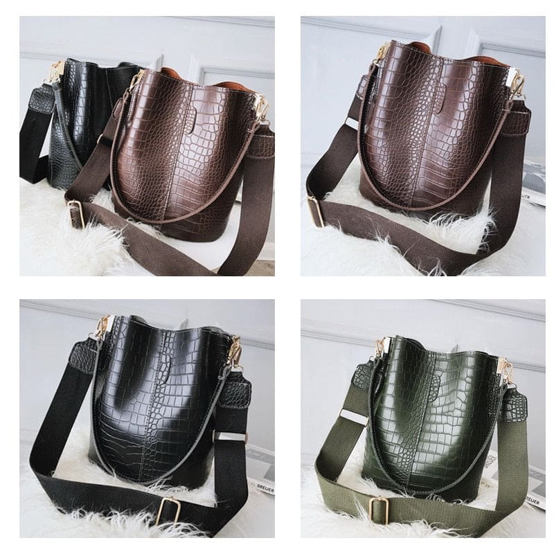 Crocodile Crossbody Bag Women Designer Luxury Bucket Bag