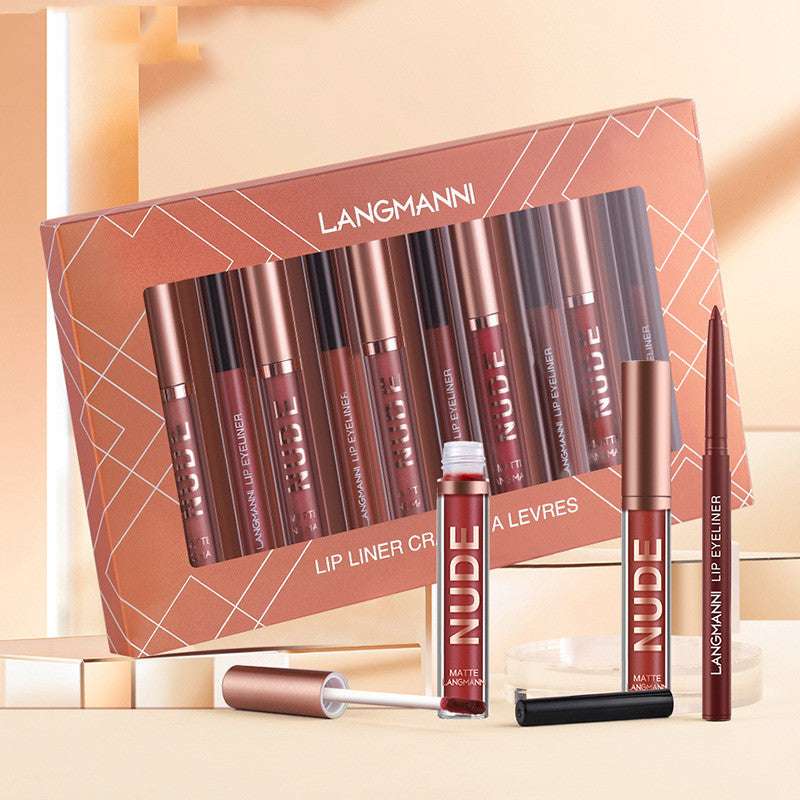 Lip Liner And Lipstick Makeup 12 Pc Set Waterproof Long Lasting Matte Lipstick Beauty Cosmetics Makeup Gift For Girls Lipstick Set