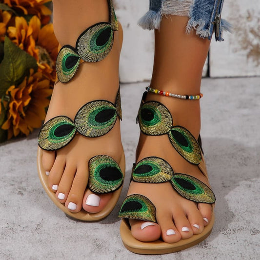 Ladies Beautiful Multicolour Embroidered Flat Sandals