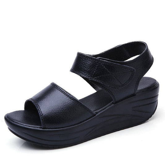 Womens Platform Casual Velcro Sandals for Students Black